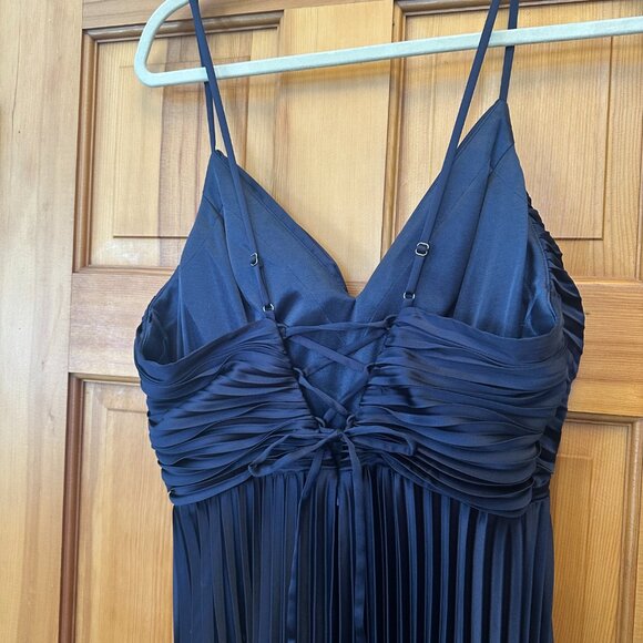 Vivian Satin Pleated Dress - Navy Blue - Size 10 - Try On Length - Picture 6 of 10